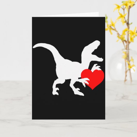 Raptor Love Valentines Day Gift Dino Raptor Heart  カード (黄色い花)