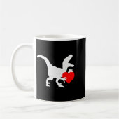 Raptor Love Valentines Day Gift Dino Raptor Heart コーヒーマグカップ (左)