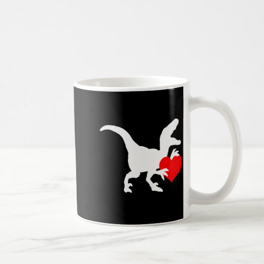 Raptor Love Valentines Day Gift Dino Raptor Heart コーヒーマグカップ (右)