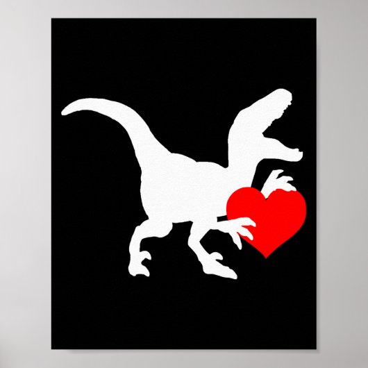 Raptor Love Valentines Day Gift Dino Raptor Heart  ポスター (正面)