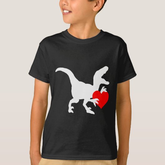 Raptor Love Valentines Day Gift Dino Raptor Heart  Tシャツ (正面)