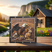 Raptor Rabbit Close Companions スクエア壁時計