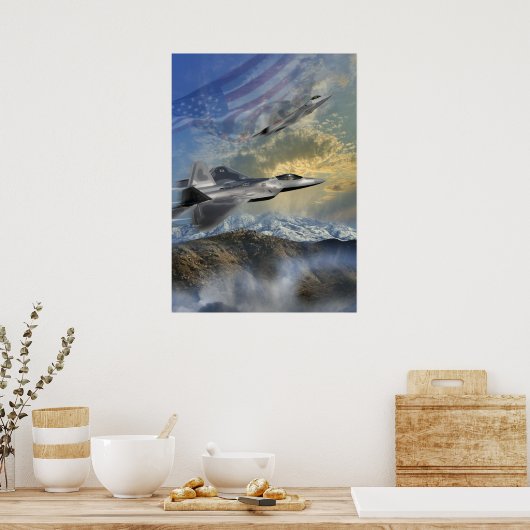 RAPTORS OVER AMERICA F22 JET ポスター (キッチン)