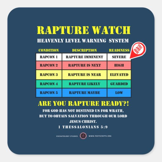 Rapture Alert Levels スクエアシール (正面)