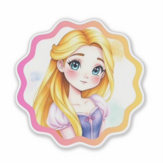 Rapunzel Dreams Custom-Cut Vinyl Sticker シール (正面)