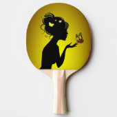 Raquette De Ping Pong La femme papillons jaunes 卓球ラケット (裏面)