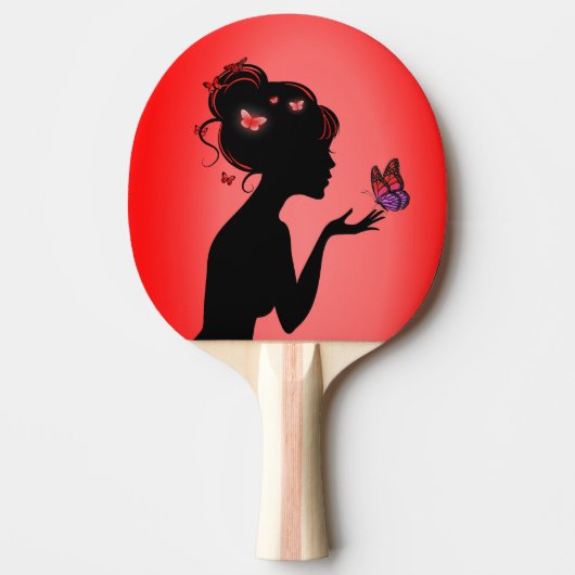 Raquette De Ping Pong La femme papillons rouges 卓球ラケット (正面)
