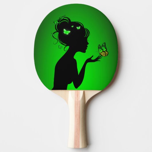 Raquette De Ping Pong La femme papillons verts 卓球ラケット (正面)