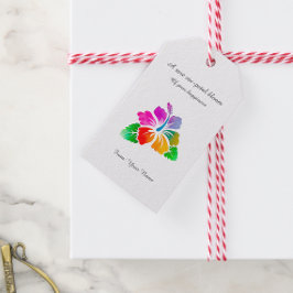 Rare 6-Petal Hibiscus-Colorful Hawaiian Good Luck ギフトタグ