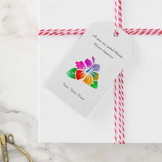 Rare 6-Petal Hibiscus-Colorful Hawaiian Good Luck ギフトタグ