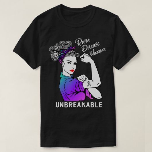 Rare Disease Warrior Unbreakable T-Shirt Awareness Tシャツ (デザイン正面)