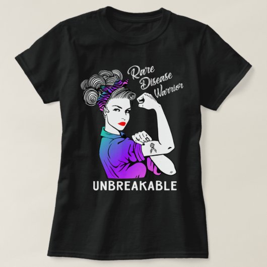 Rare Disease Warrior Unbreakable T-Shirt Awareness Tシャツ (デザイン正面)
