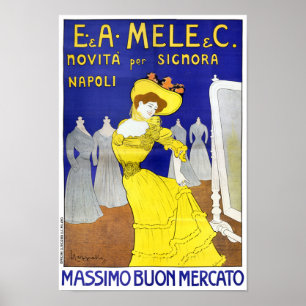 Rare E. A. Mele, Naples, Italy 1902 Vintage Poster ポスター