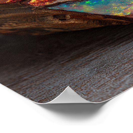 Rare Opalized Dinosaur Bone Fossil Fragment ポスター (角)