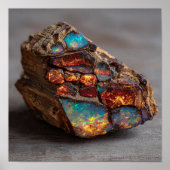 Rare Opalized Dinosaur Bone Fossil Fragment ポスター (正面)
