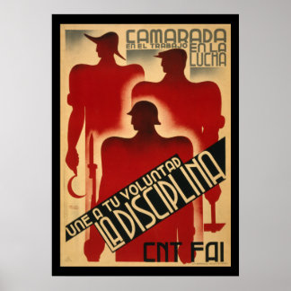 Rare Spanish Civil War Propaganda - Discipline ポスター