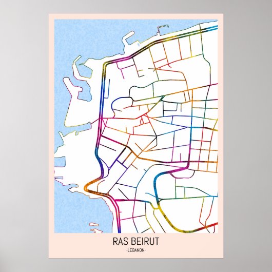 Ras Beirut Lebanon City Map ポスター (正面)