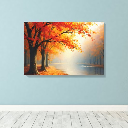 Raschelndes Herbstlaub im Wind キャンバスプリント (インサイチュ (ウッドフロア))
