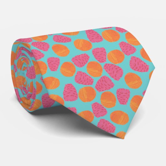 Raspberries Tangerines on Bright Turquoise Blue ネクタイ (ロール)