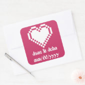 Raspberryステッカーの8ビットハート スクエアシール (封筒)