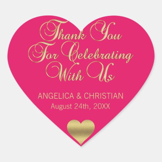 RASPBERRY金ゴールドお結婚礼のシール ハートシール (正面)