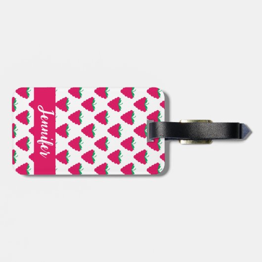 Raspberry Berry Pattern Pink Personalize ラゲッジタグ (裏面横)