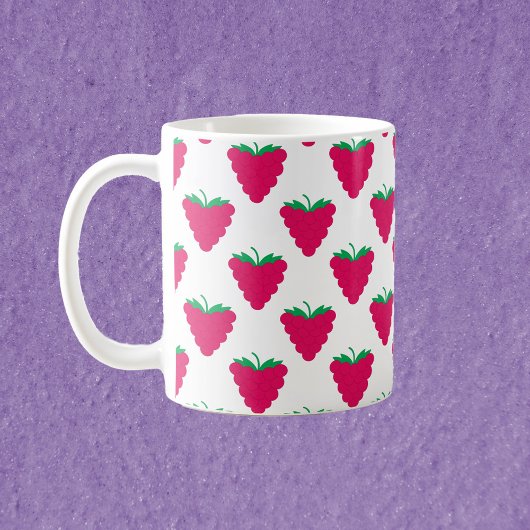 Raspberry Berry Pink Fruit Pattern コーヒーマグカップ
