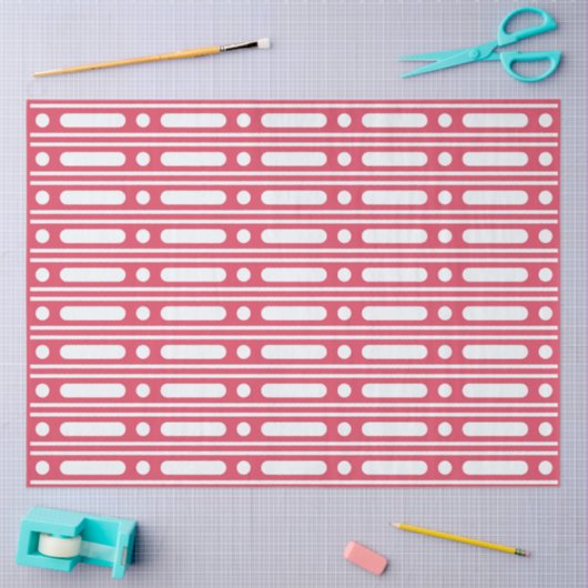 Raspberry Bone Inlay Dots Border Decoupage Paper  薄葉紙 (クラフト)