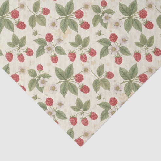 Raspberry Fruit Bunches with Leaves and Blossom  薄葉紙 (詳細)