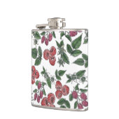 Raspberry Fruit Leaves Illustration Pattern フラスク (左)