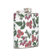 Raspberry Fruit Leaves Illustration Pattern フラスク (右)