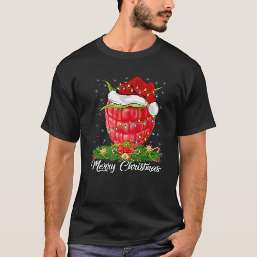 Raspberry Fruit Lover Matching Santa Hat Raspberry Tシャツ (正面)