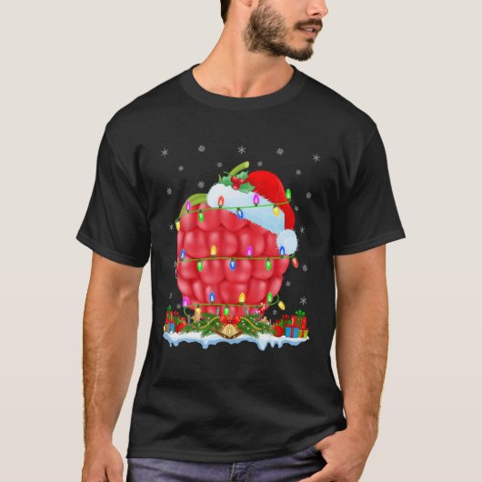 Raspberry Fruit Lover Matching Santa Hat Raspberry Tシャツ (正面)