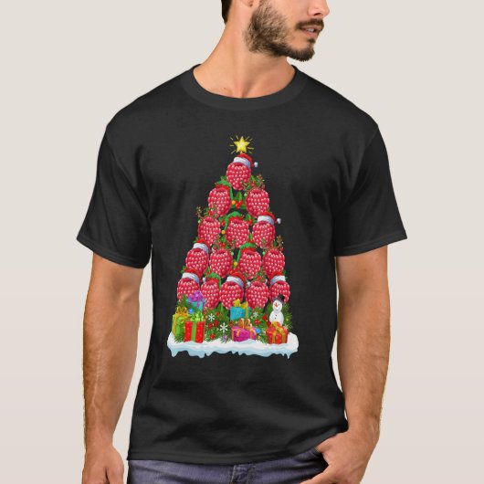 Raspberry Fruit Xmas Holiday Raspberry Christmas Tシャツ (正面)