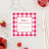 Raspberry Gingham Custom Baby Shower  スタンダードカクテルナプキン (インサイチュ)