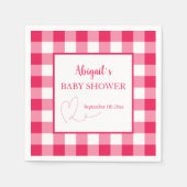Raspberry Gingham Custom Baby Shower  スタンダードカクテルナプキン (正面)
