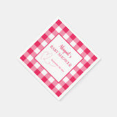 Raspberry Gingham Custom Baby Shower  スタンダードカクテルナプキン (角)