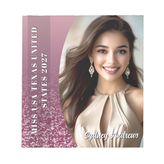 Raspberry Glitter Border Custom Photo Notepad ノートパッド (正面)