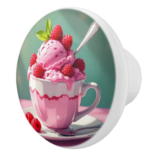 Raspberry Ice Cream in a Pink Coffee Cup セラミックノブ (右)