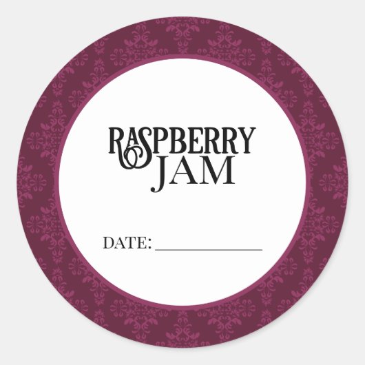Raspberry Jam Canning Lid Labels ラウンドシール (正面)
