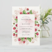 Raspberry Pink Abundant Orchard Wedding 招待状 (スタンド正面)