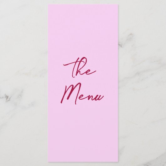 Raspberry Pink Hand Drawn Floral Wedding Menu  メニュー (裏面)