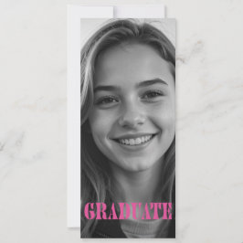 Raspberry Pink Modern Graduation Announcement Card 招待状