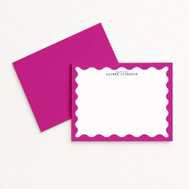 Raspberry Pink Wavy Frame Note Card 招待状