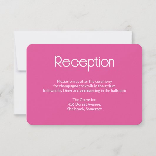 Raspberry  Pink Wedding Reception Card サンキューカード (正面)