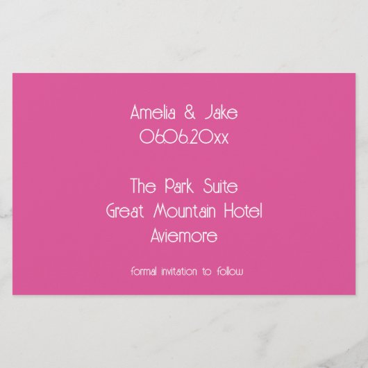 Raspberry Pink White Save the date Card 便箋 (裏面)