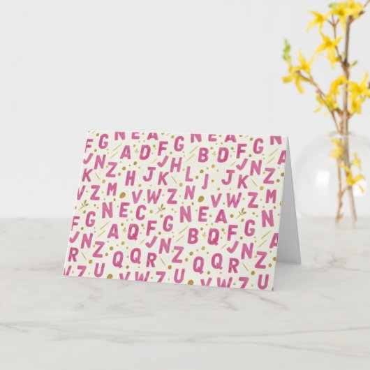 Raspberry Sorbet Alphabet カード (黄色い花)