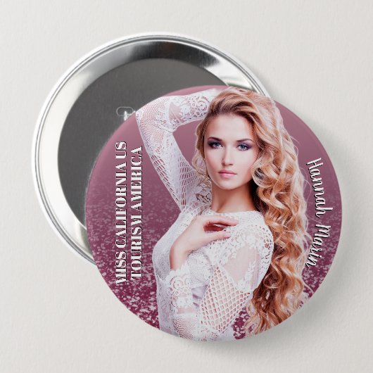 Raspberry Sparkle Custom Cut-out Photo Button Pin 缶バッジ (正面&裏面)