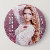 Raspberry Sparkle Custom Cut-out Photo Button Pin 缶バッジ (正面)