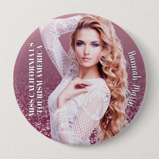 Raspberry Sparkle Custom Cut-out Photo Button Pin 缶バッジ (正面)
